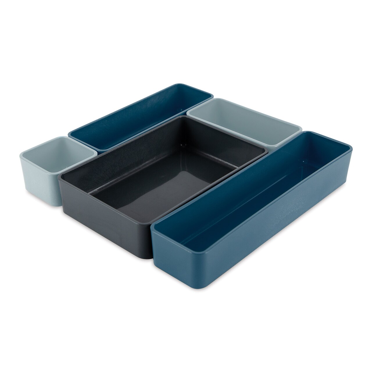 Three by Three Bamboo Fiber Stacking Bins - Set of 5, Multicolor